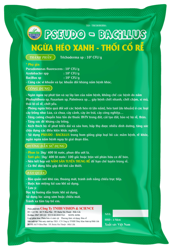 Pseudo Bacillus Trừ bệnh Héo Xanh, Vàng Lá, Thối Cổ Rễ Pseudo Bacillus Trừ bệnh Héo Xanh, Vàng Lá, Thối Cổ Rễ