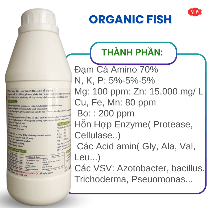 Phân Bón Vi Lượng TKS: Đạm Cá Organic Fish Đạm Cá Vi Sinh 