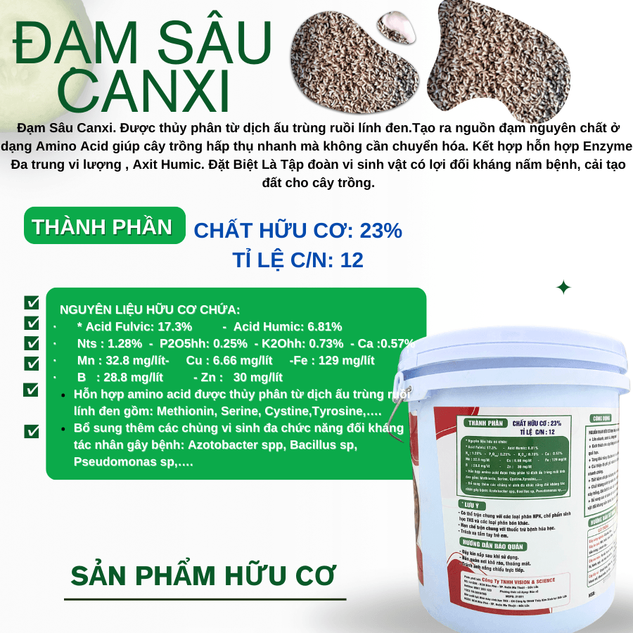 DỊCH ĐẠM SÂU CANXI Dưỡng Cây, Nuôi Trái, Kích Rễ, Cải Tạo Đất
