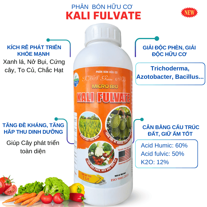 Kali Fulvate Kích Rễ, Giữ Ẩm, Nuôi Củ Quả To, Tăng Hấp Thu - 1 Lít