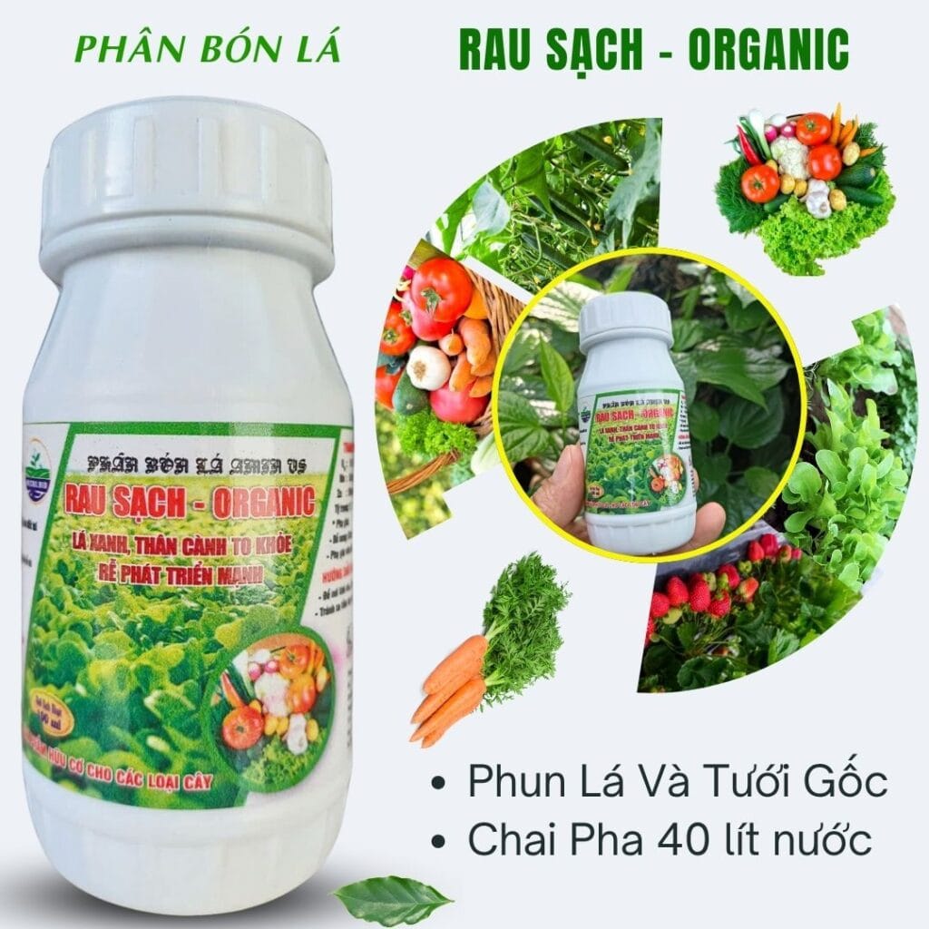 Phân Bón Lá RAU SẠCH Organic Xanh Lá, Mập Cành, Trái Lớn Nhanh